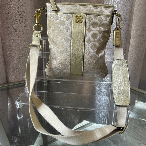 Coach Handbags - COACH Gold/Tan Crossbody With Adjustable Strap